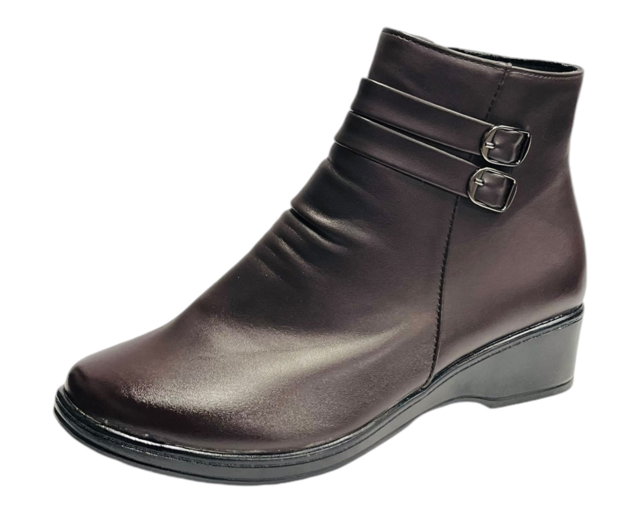 Faux Leather Zip Ankle Boots