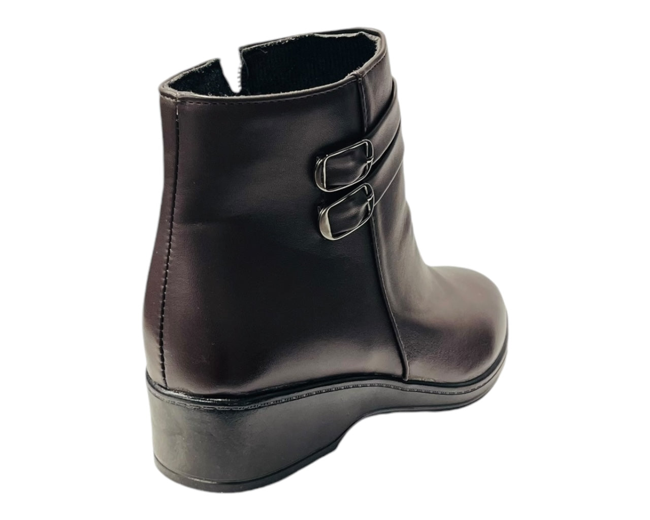 Faux Leather Zip Ankle Boots