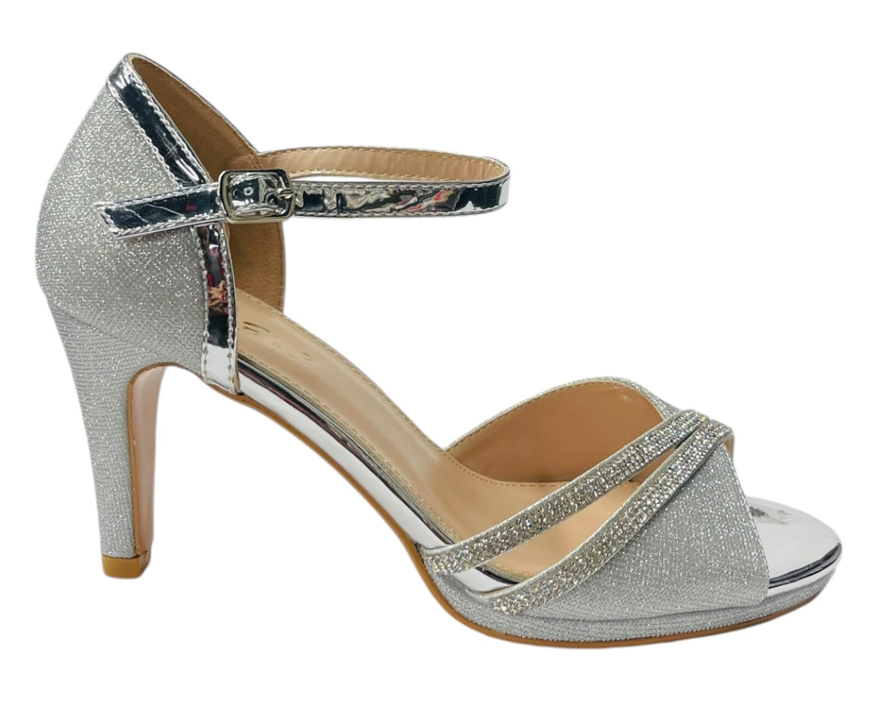 Rhinestone Glitter Ankle Strap Stiletto Heel Shoes