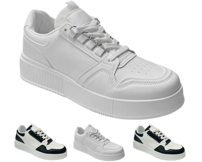 Faux Leather Casual Lace Up Trainers