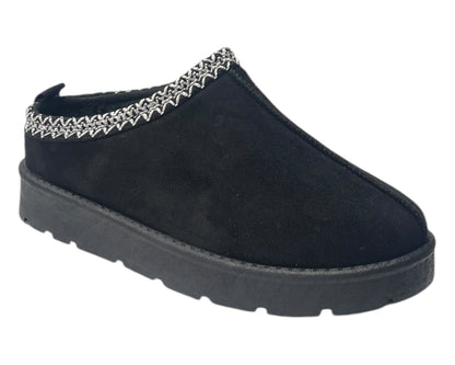 Faux Fur Lined Aztec Flat Sole Shoes