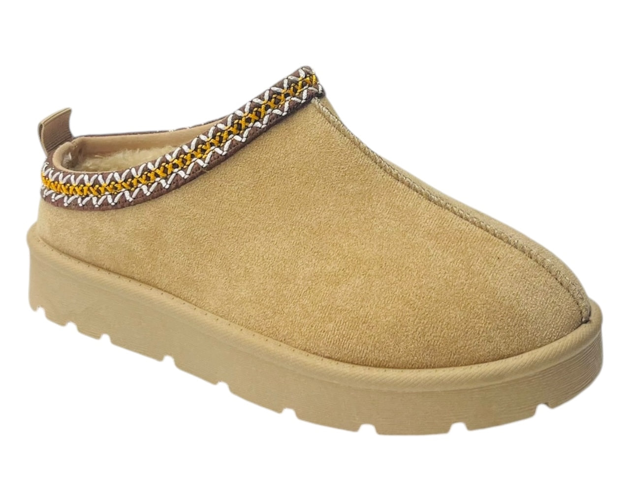 Faux Fur Lined Aztec Flat Sole Shoes