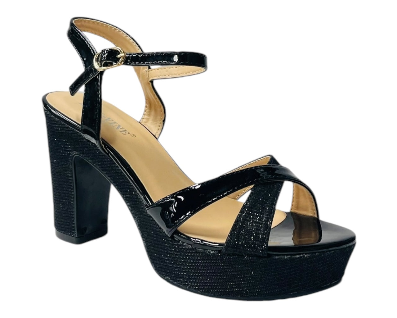 Glitter Block Heel Platform Shoes