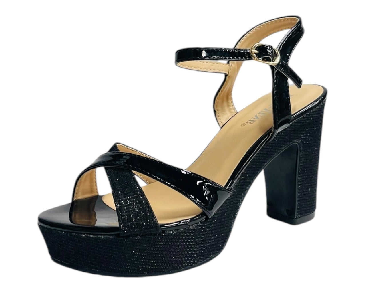 Glitter Block Heel Platform Shoes