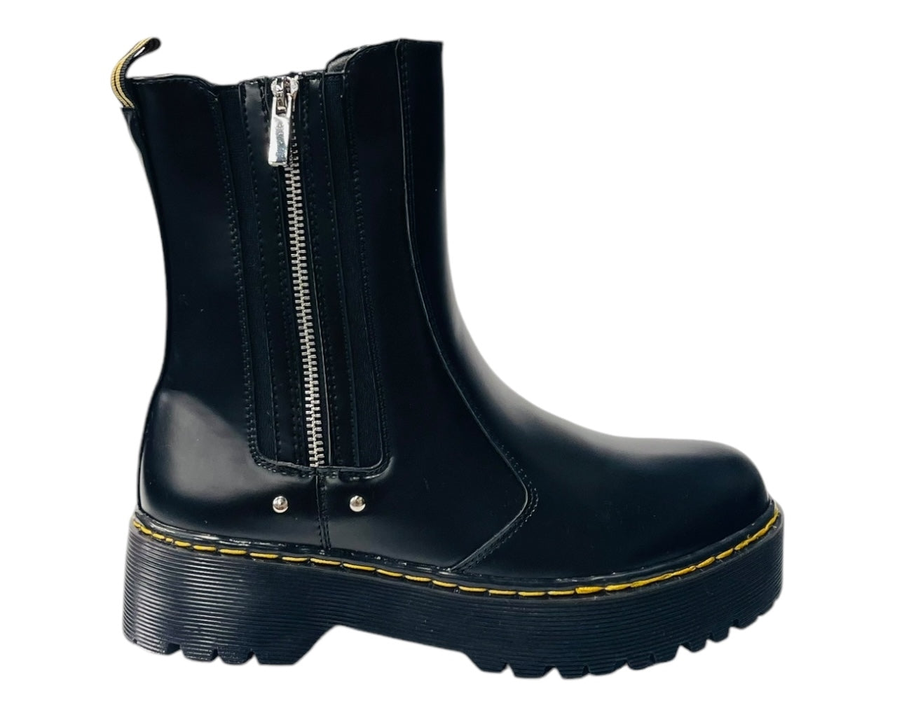 Chunky Sole Zip Chelsea Ankle Boots