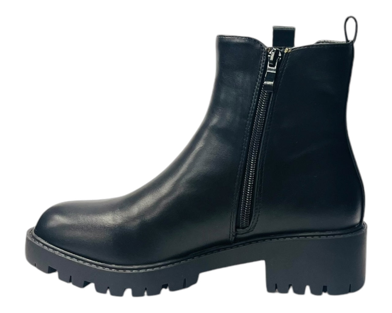 Chunky Sole Zip Chelsea Ankle Boots