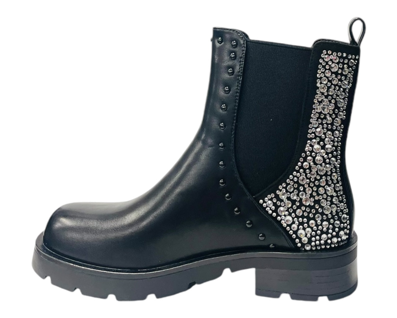 Rhinestone Faux Leather Chelsea Boots
