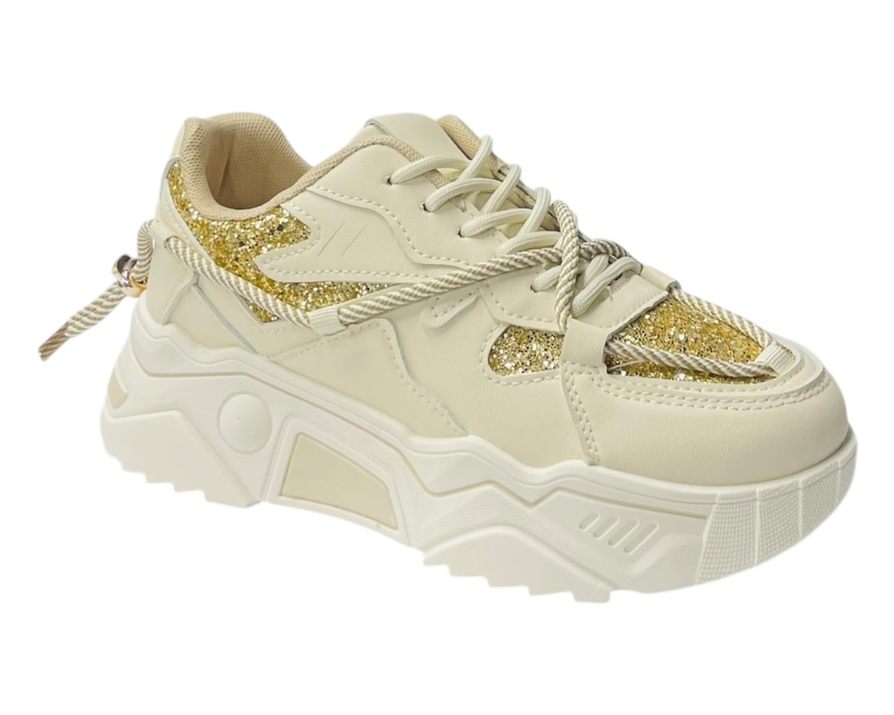 Chunky Sole Glitter Lace Up Trainers