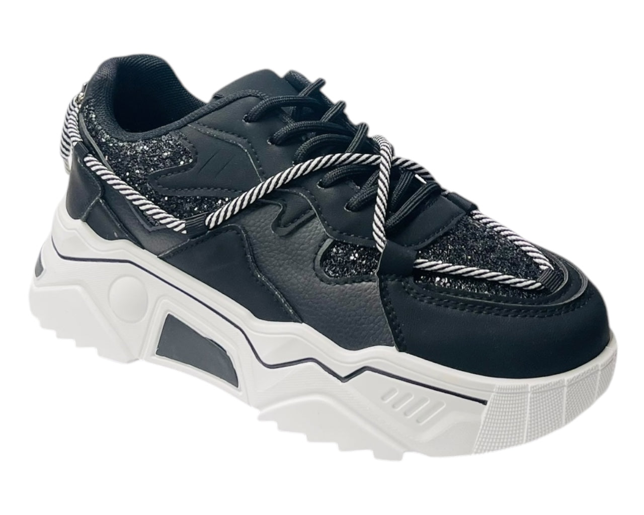 Chunky Sole Glitter Lace Up Trainers