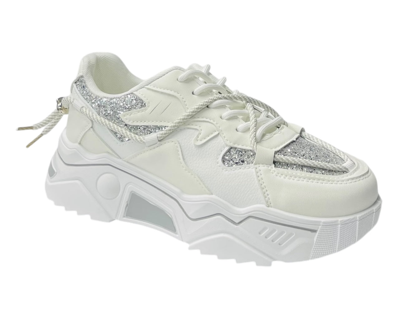 Chunky Sole Glitter Lace Up Trainers