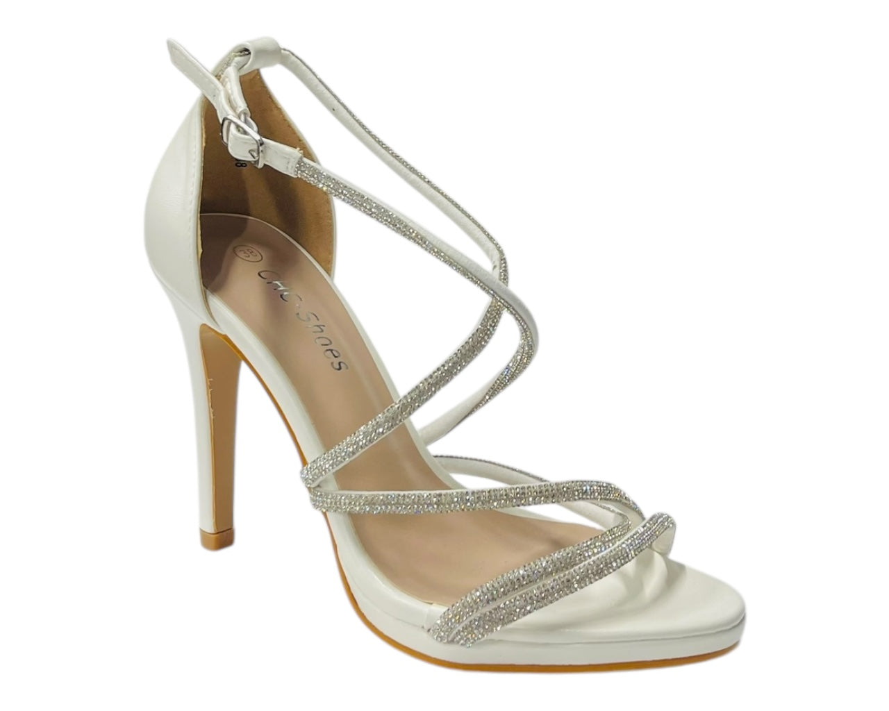 Crossover Stiletto Heel Diamante Strappy Shoes