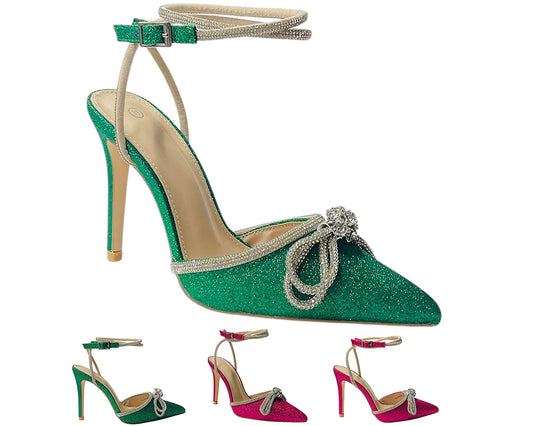 Glitter Diamante Stiletto Heel Shoes