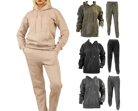 Cross Detail Embroidered Hooded Tracksuit