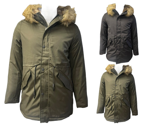 Faux Fur Lined Hooded Padded Parka Jacket