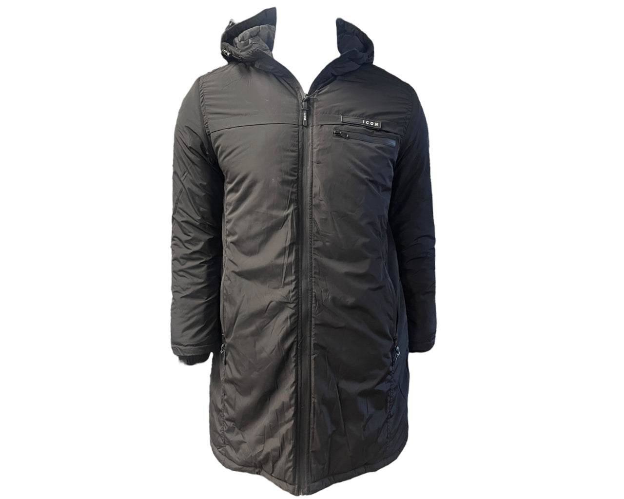Full Zip Hooded Padded Long Parka Jacket