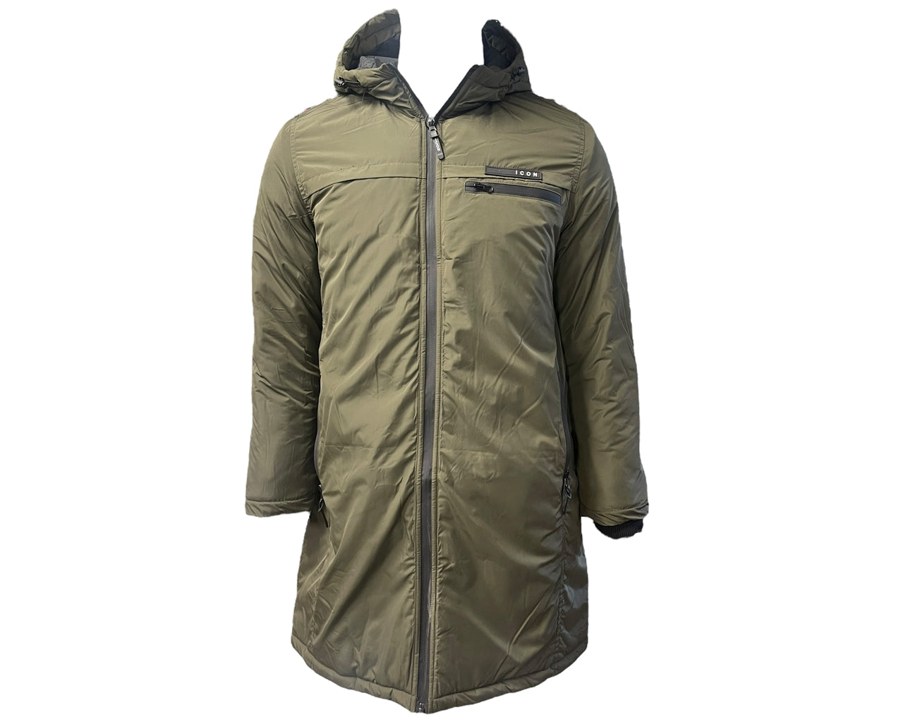 Full Zip Hooded Padded Long Parka Jacket