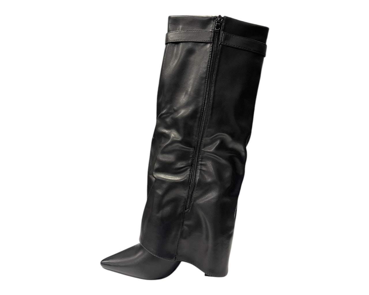 Knee High Fold Over Block Heel Boots