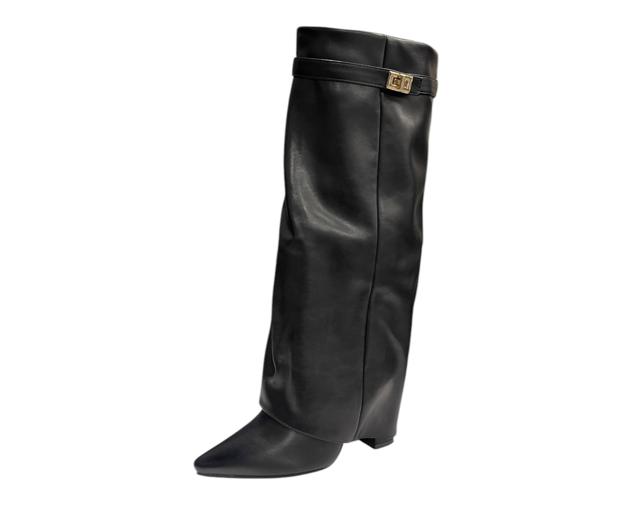 Knee High Fold Over Block Heel Boots