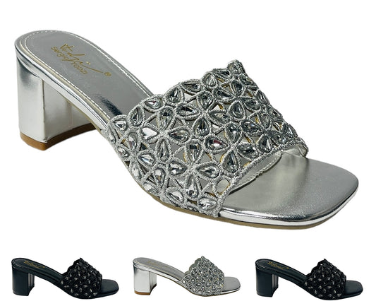 Diamante Strap Block Heel Sandals