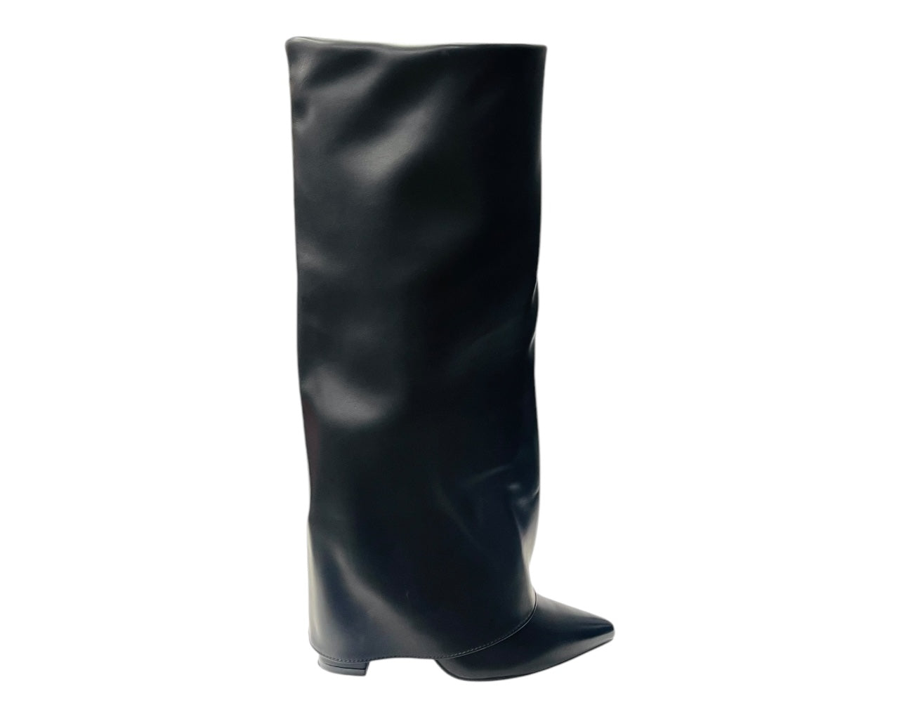 Fold Over Knee High Block Heel Boots