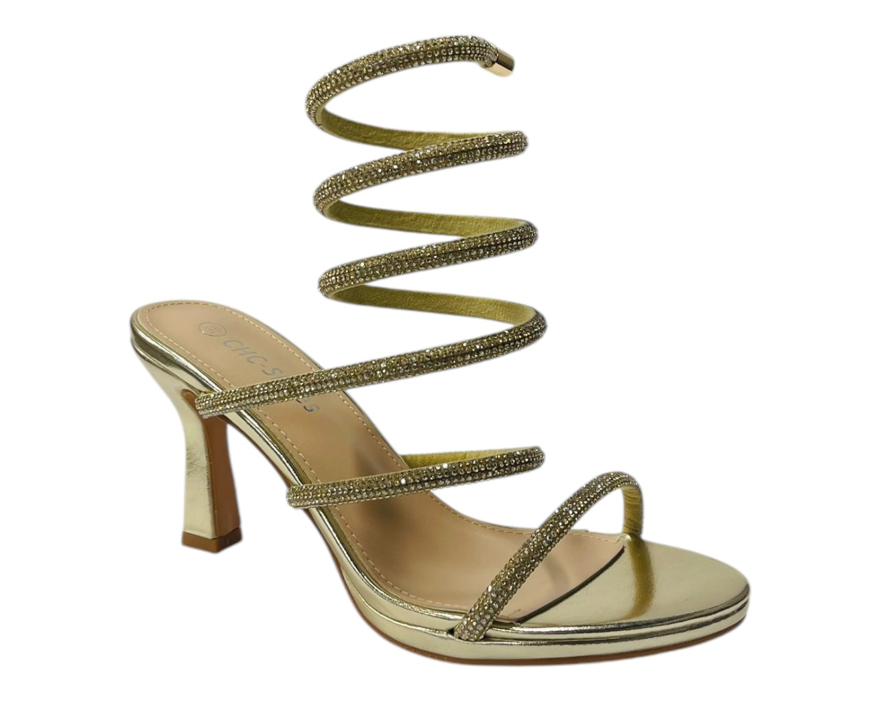 Diamante Snake Anklet Round Toe Sandals