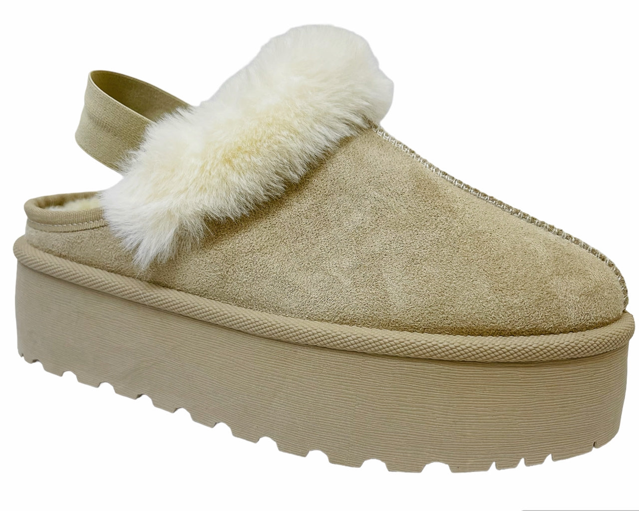 Faux Suede Fur Platform Strap Shoes
