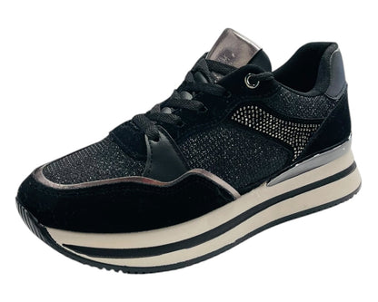 Chunky Sole Rhinestone Lace Up Trainers