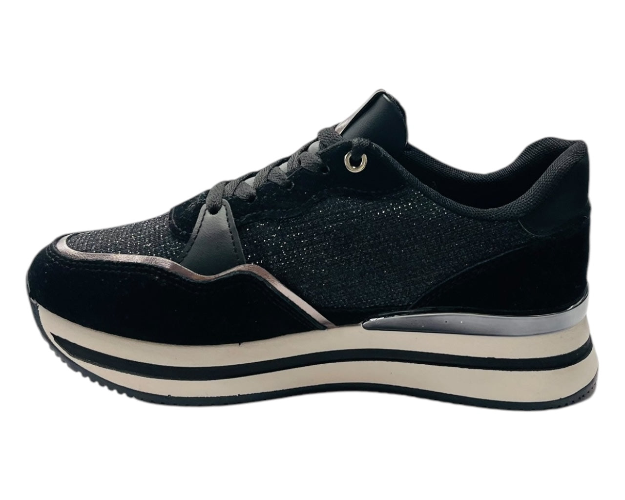 Chunky Sole Rhinestone Lace Up Trainers
