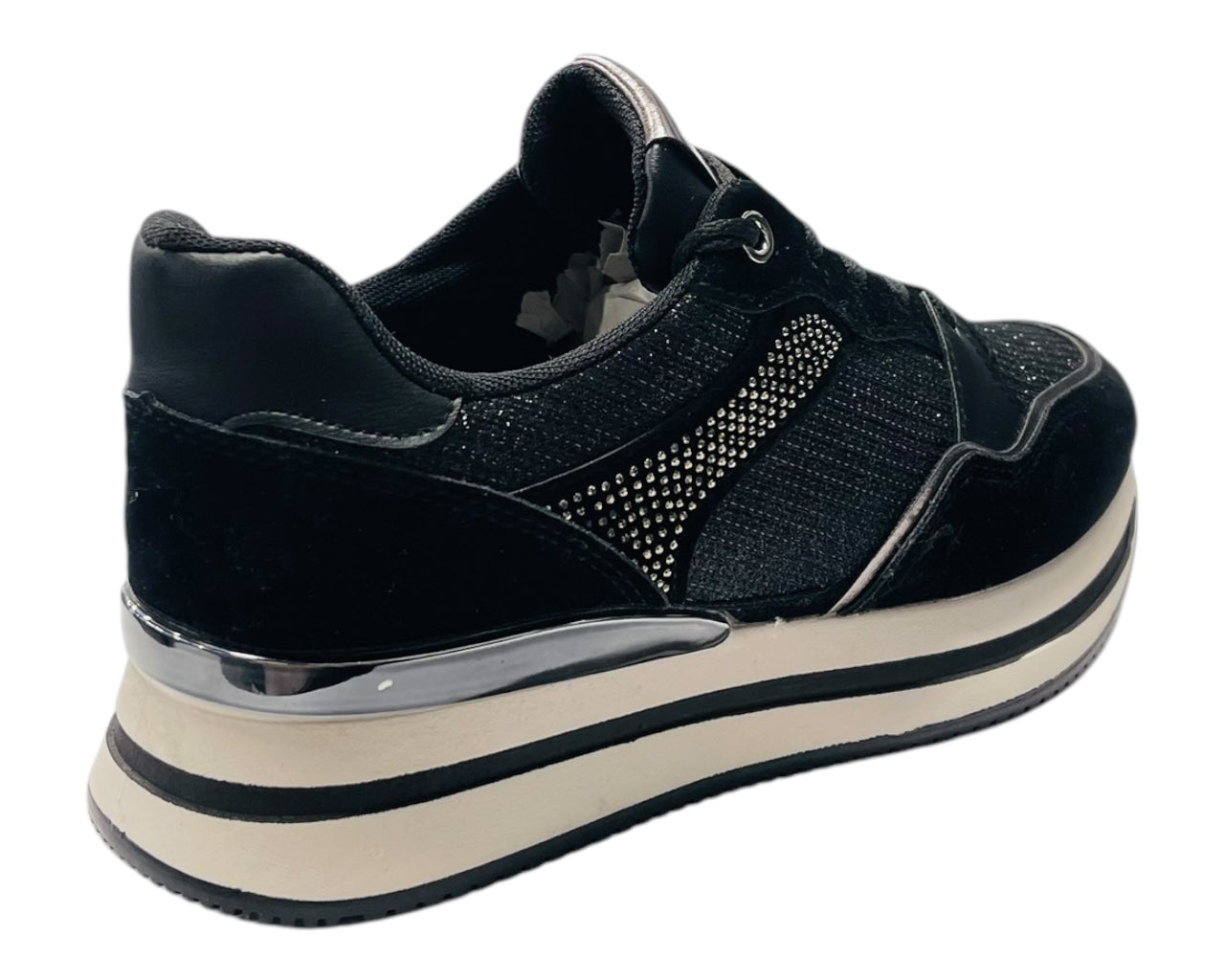 Chunky Sole Rhinestone Lace Up Trainers
