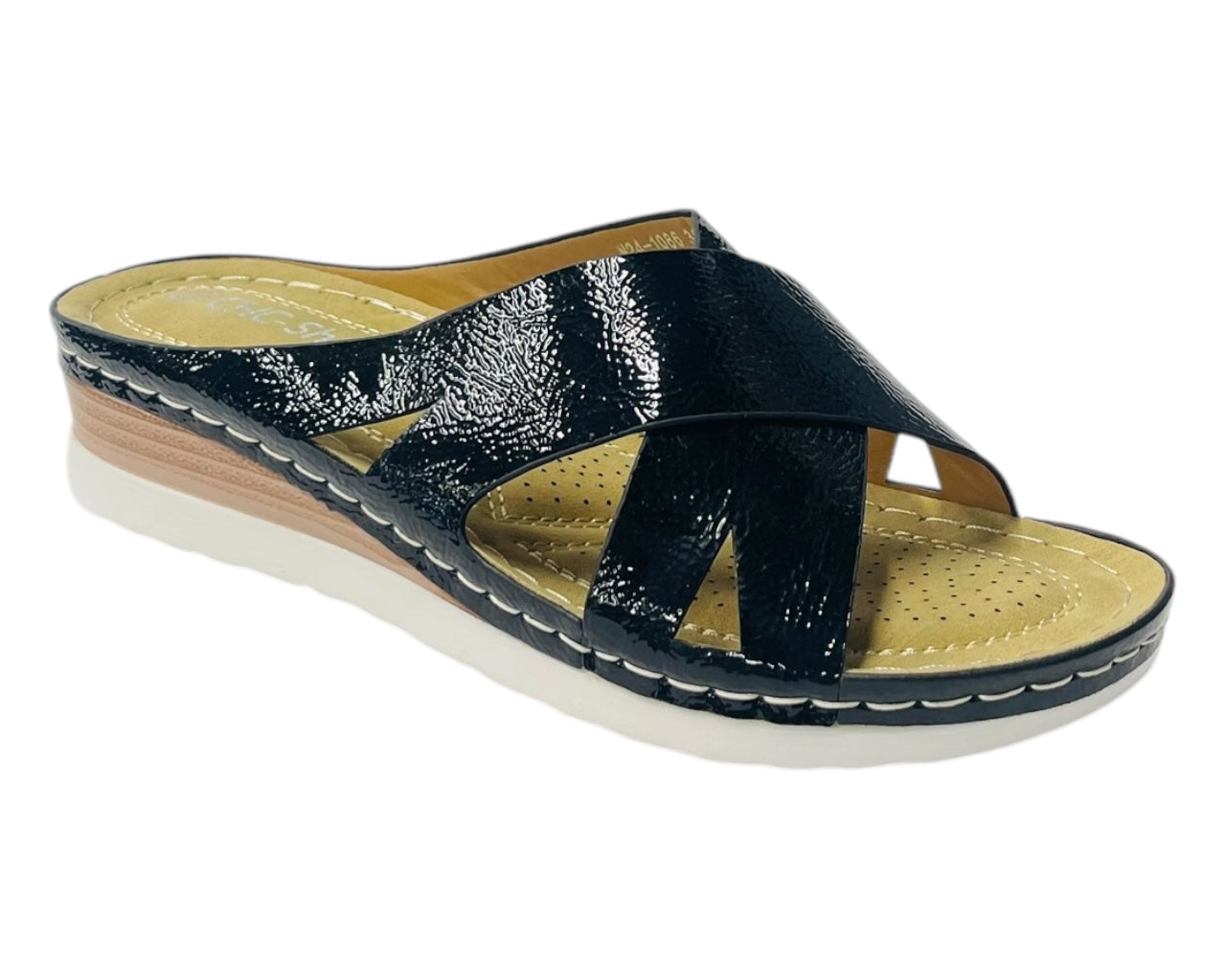 Lightweight Cross Strap Mules Wedge Slider