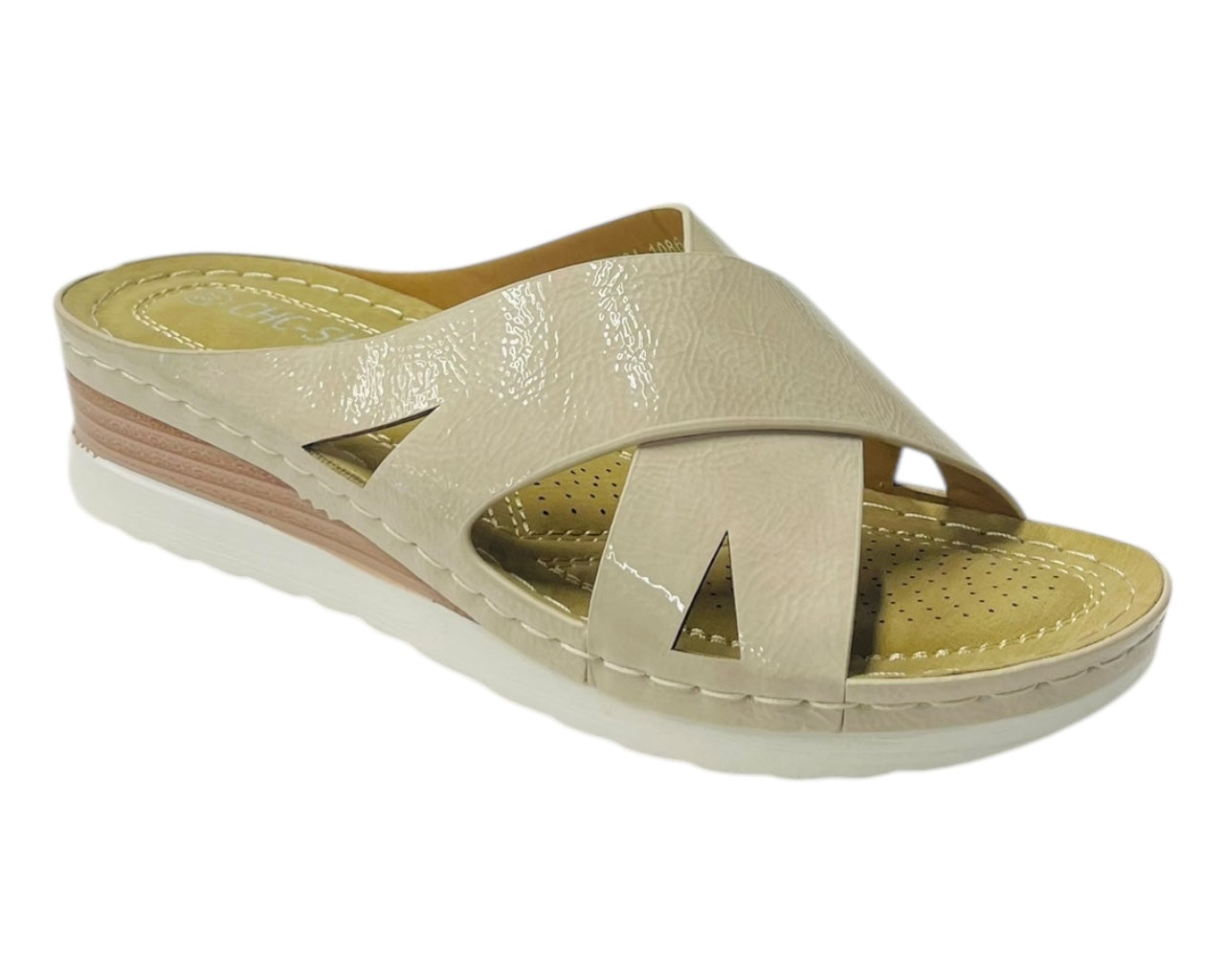Lightweight Cross Strap Mules Wedge Slider