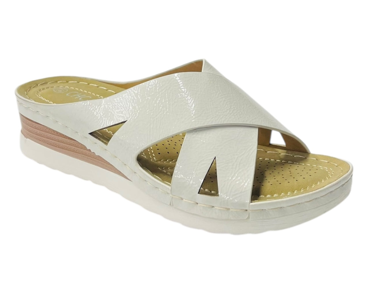 Lightweight Cross Strap Mules Wedge Slider