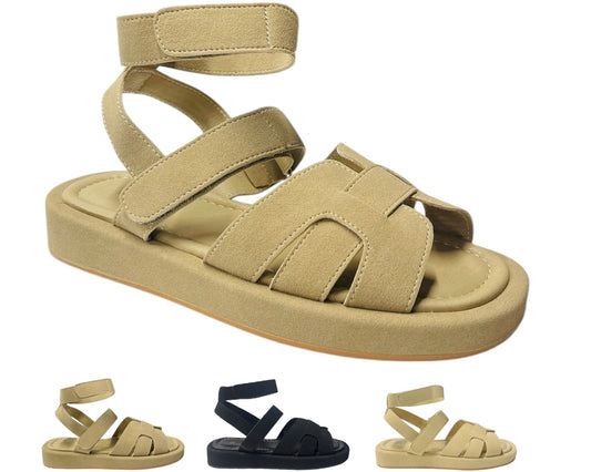 Flat Sole Padded Strappy Sandals