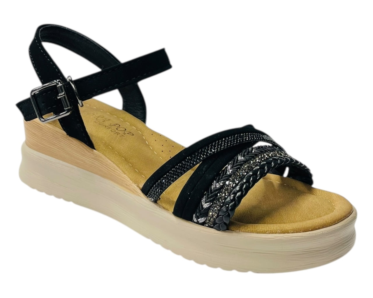 Lightweight Diamante Padded Insole Wedge Sandals