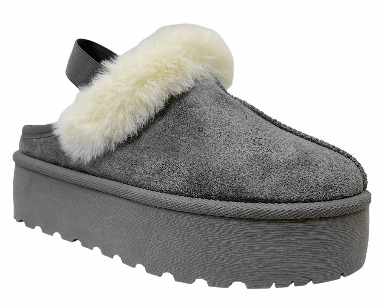 Faux Suede Fur Platform Strap Shoes
