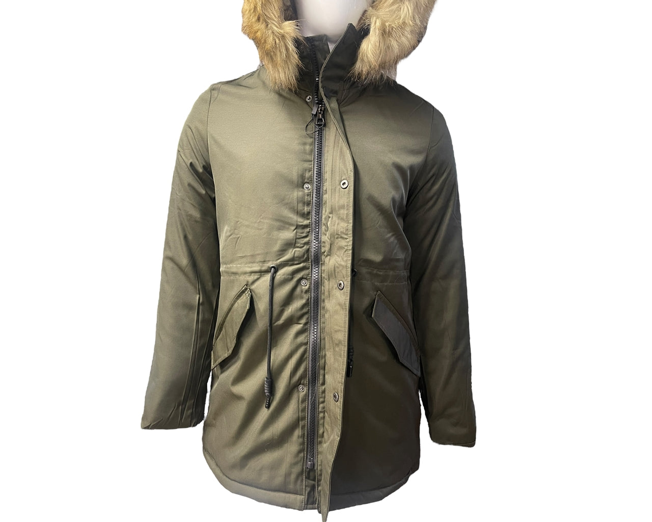Faux Fur Lined Hooded Padded Parka Jacket