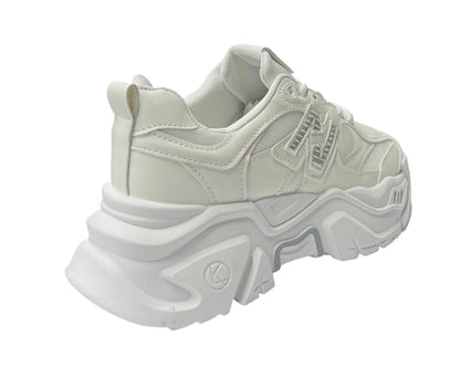 Faux Leather Chunky Sole Lace Up Trainers