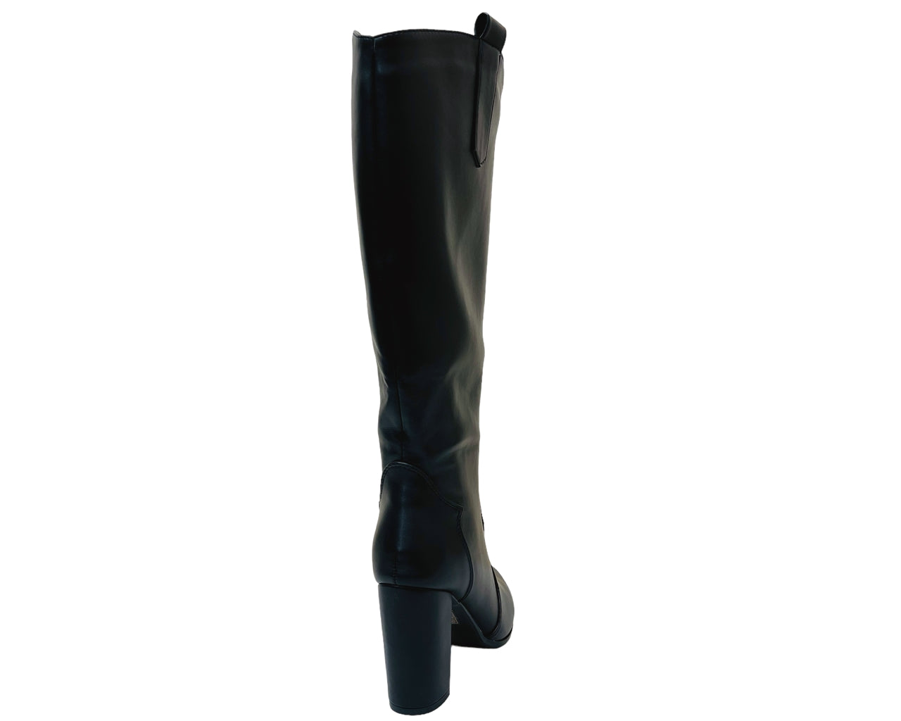 Faux Leather Knee High Block Heel Boots