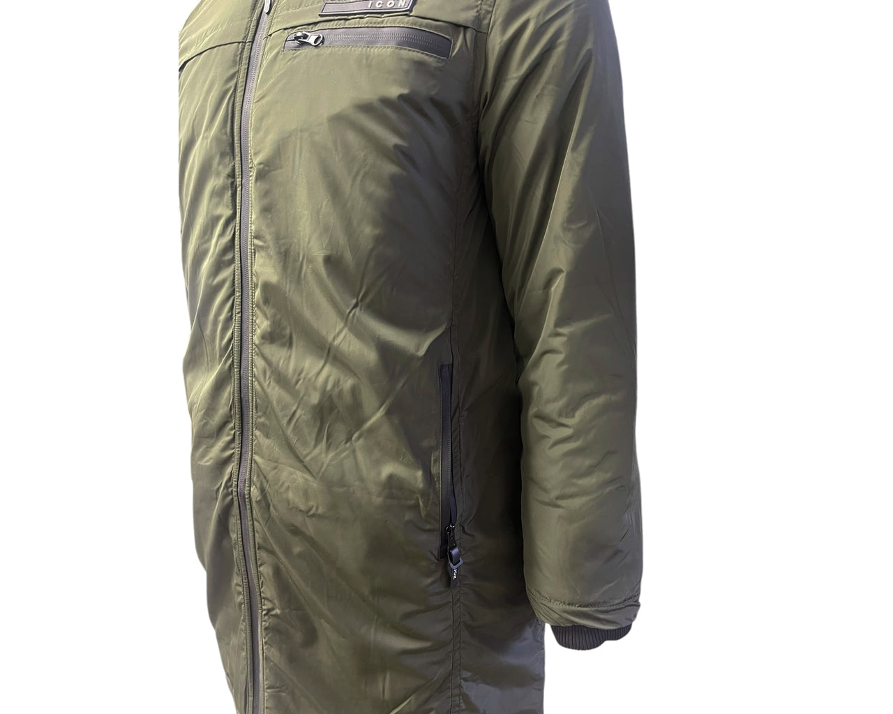Full Zip Hooded Padded Long Parka Jacket