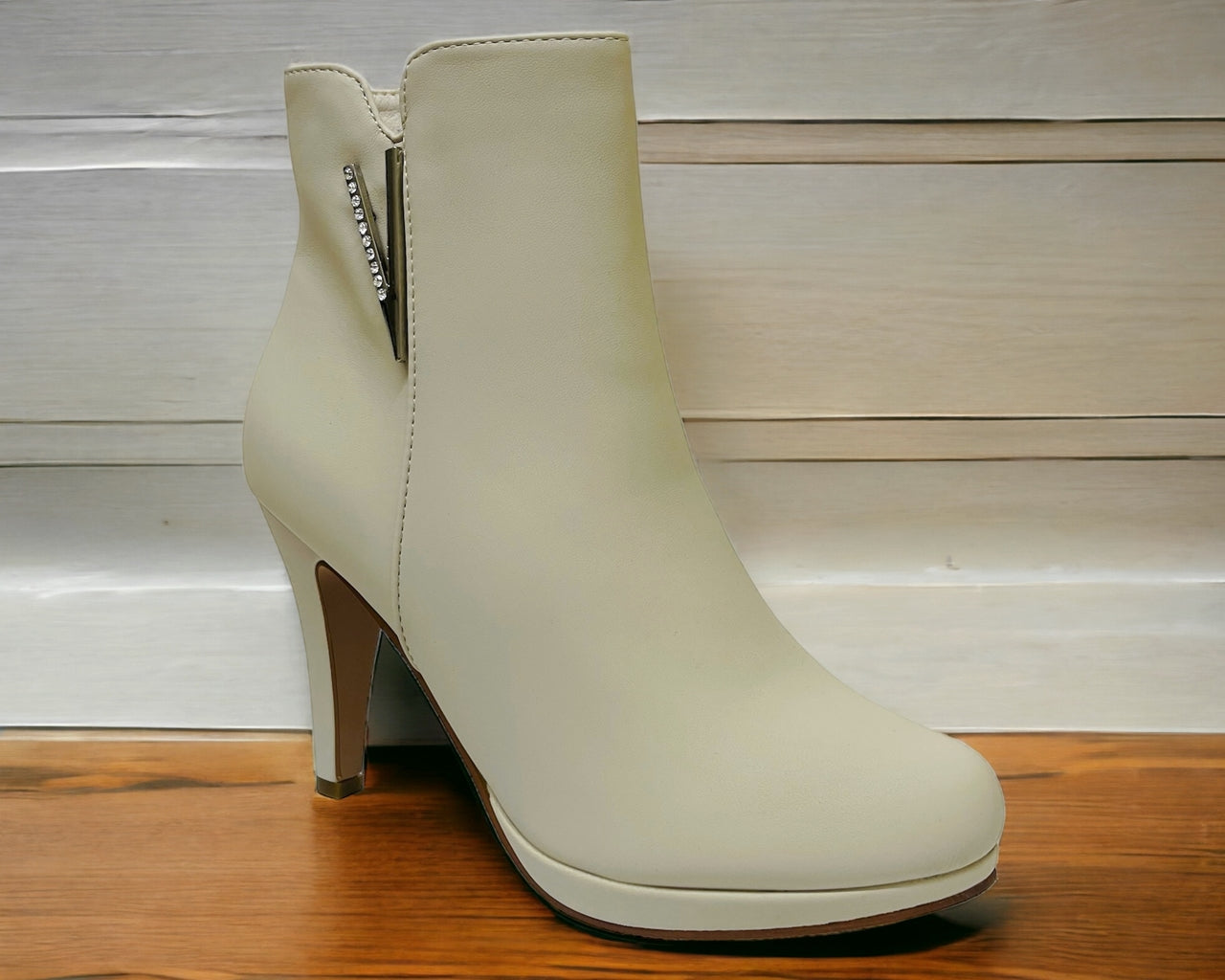 Faux Leather Round Toe Ankle Boots