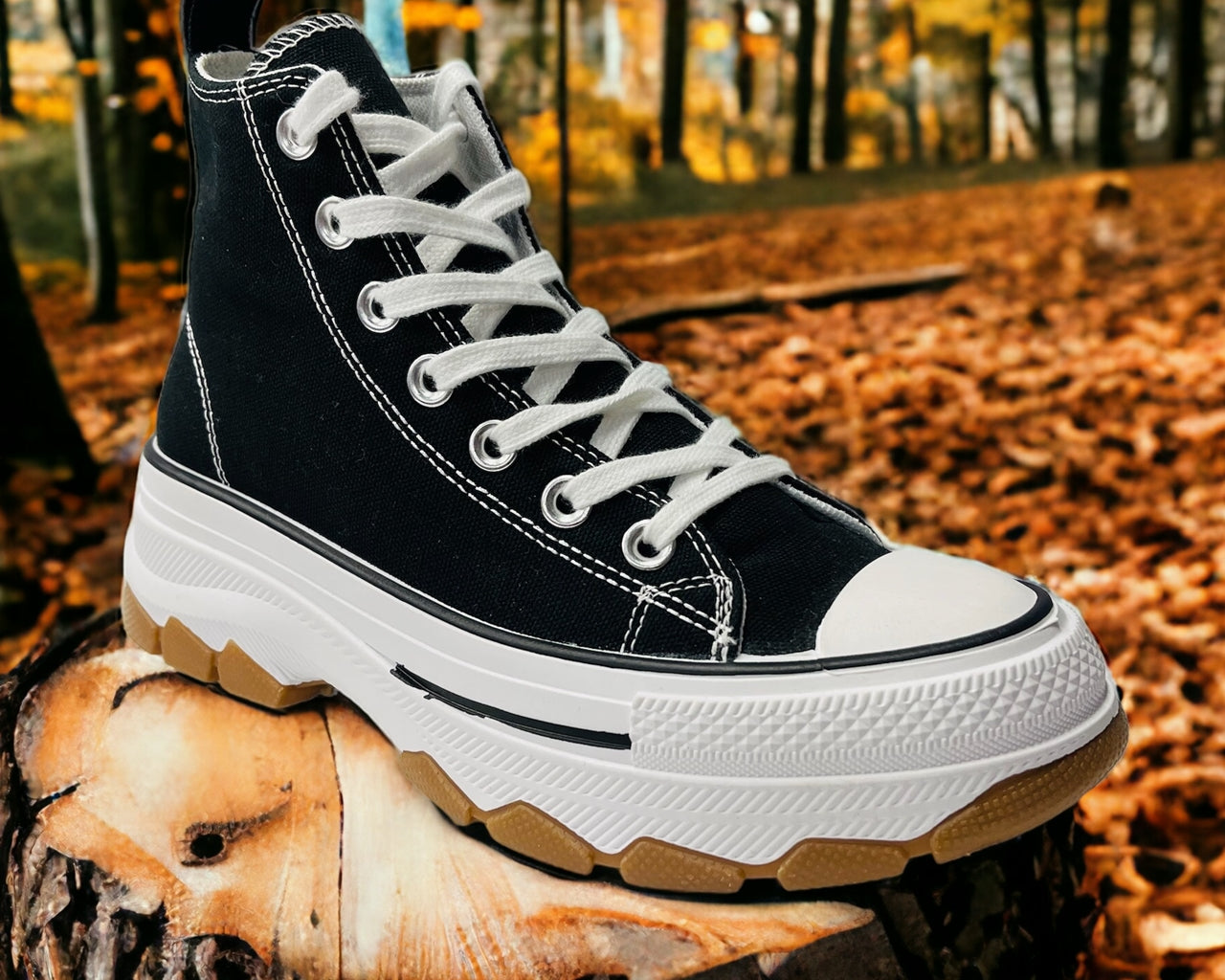 Chunky Sole Hi Top Canvas Trainers
