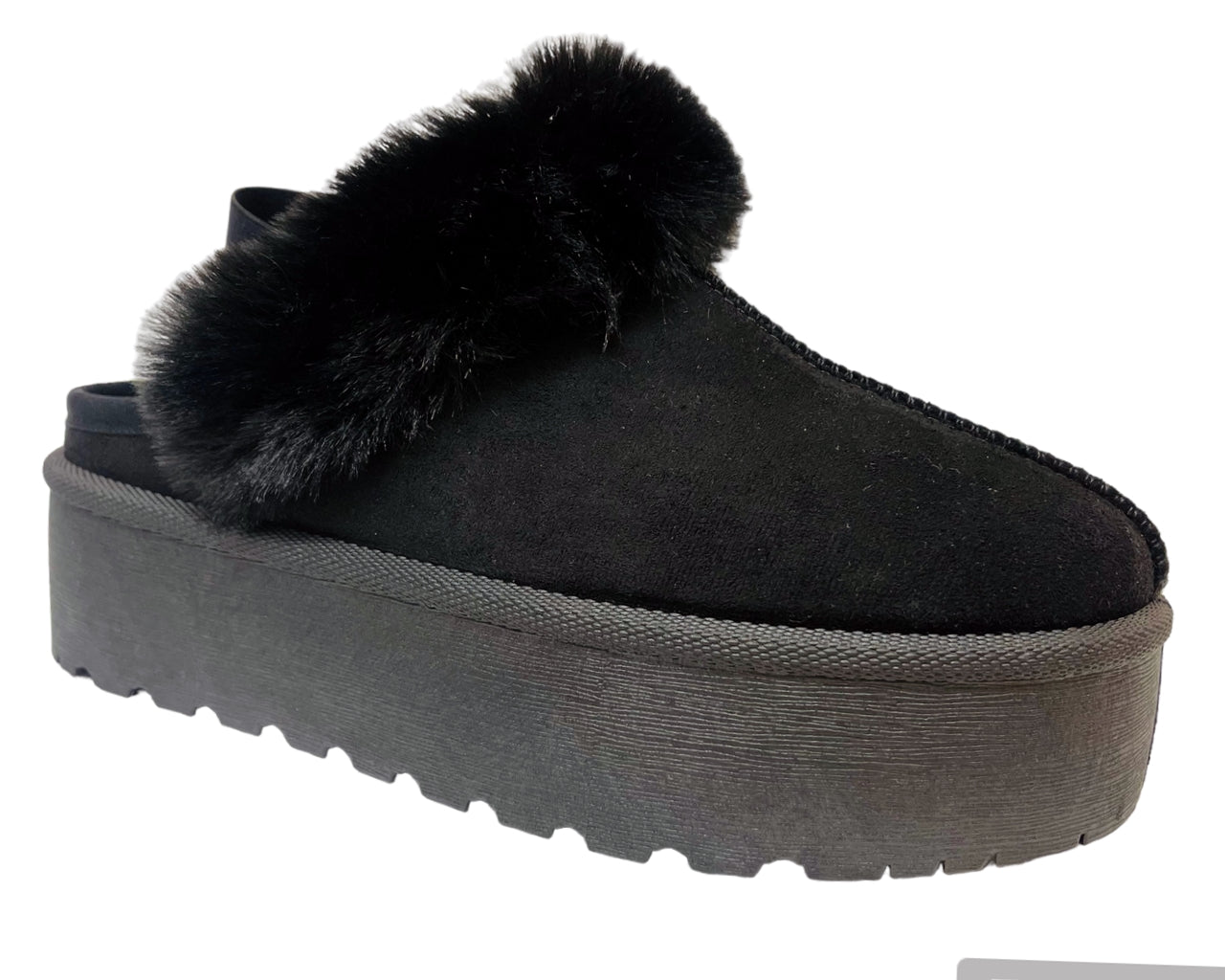 Faux Suede Fur Platform Strap Shoes