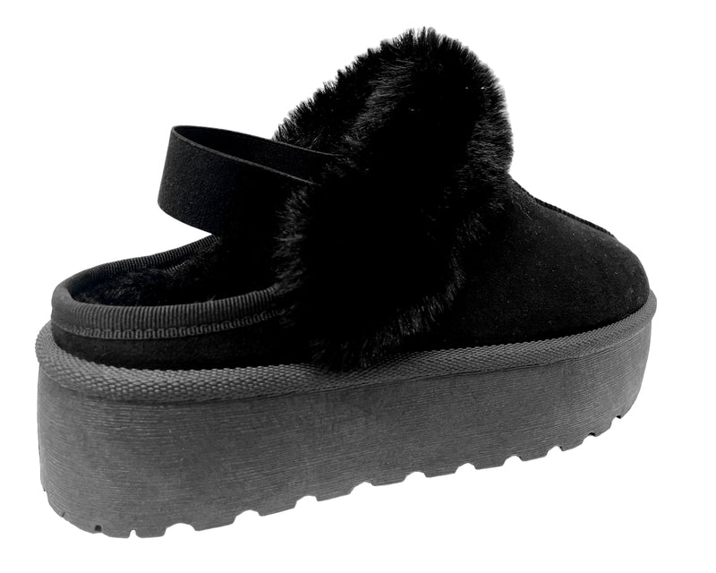 Women's Faux Suede Fur Platform Strap Shoes