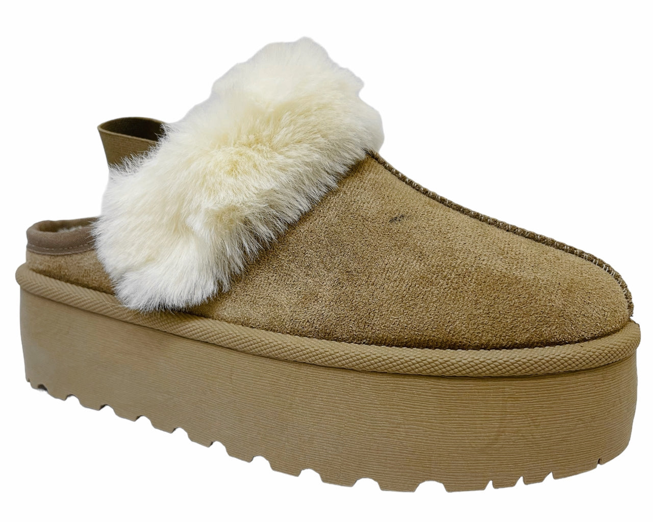 Faux Suede Fur Platform Strap Shoes