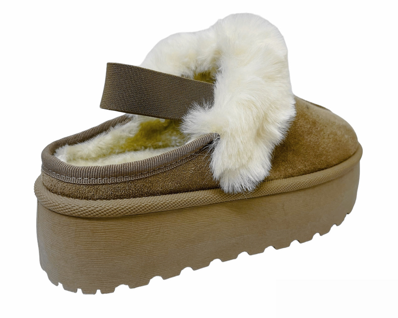 Faux Suede Fur Platform Strap Shoes