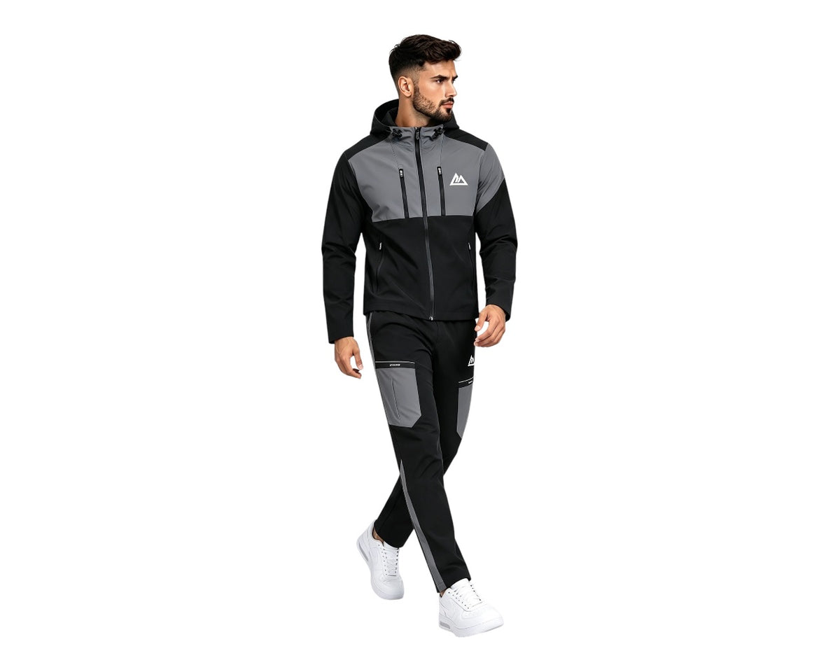 Colour Block Cargo Pant Hooded Tech Tracksuit