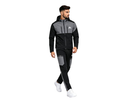Colour Block Cargo Pant Hooded Tech Tracksuit