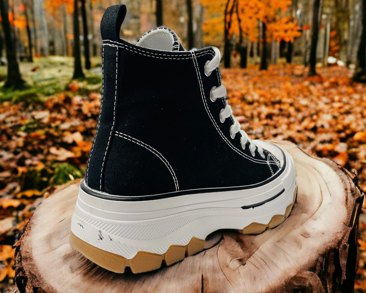Chunky Sole Hi Top Canvas Trainers