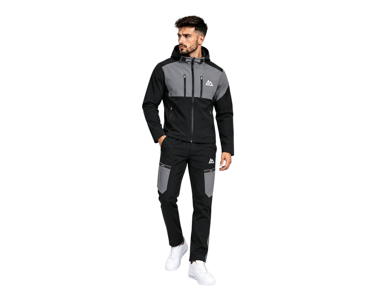 Colour Block Cargo Pant Hooded Tech Tracksuit