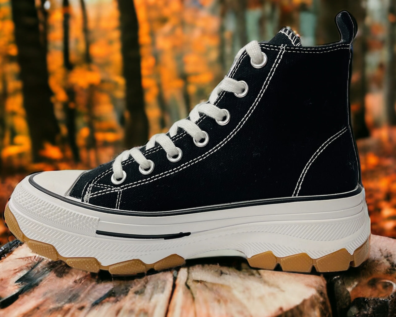 Chunky Sole Hi Top Canvas Trainers